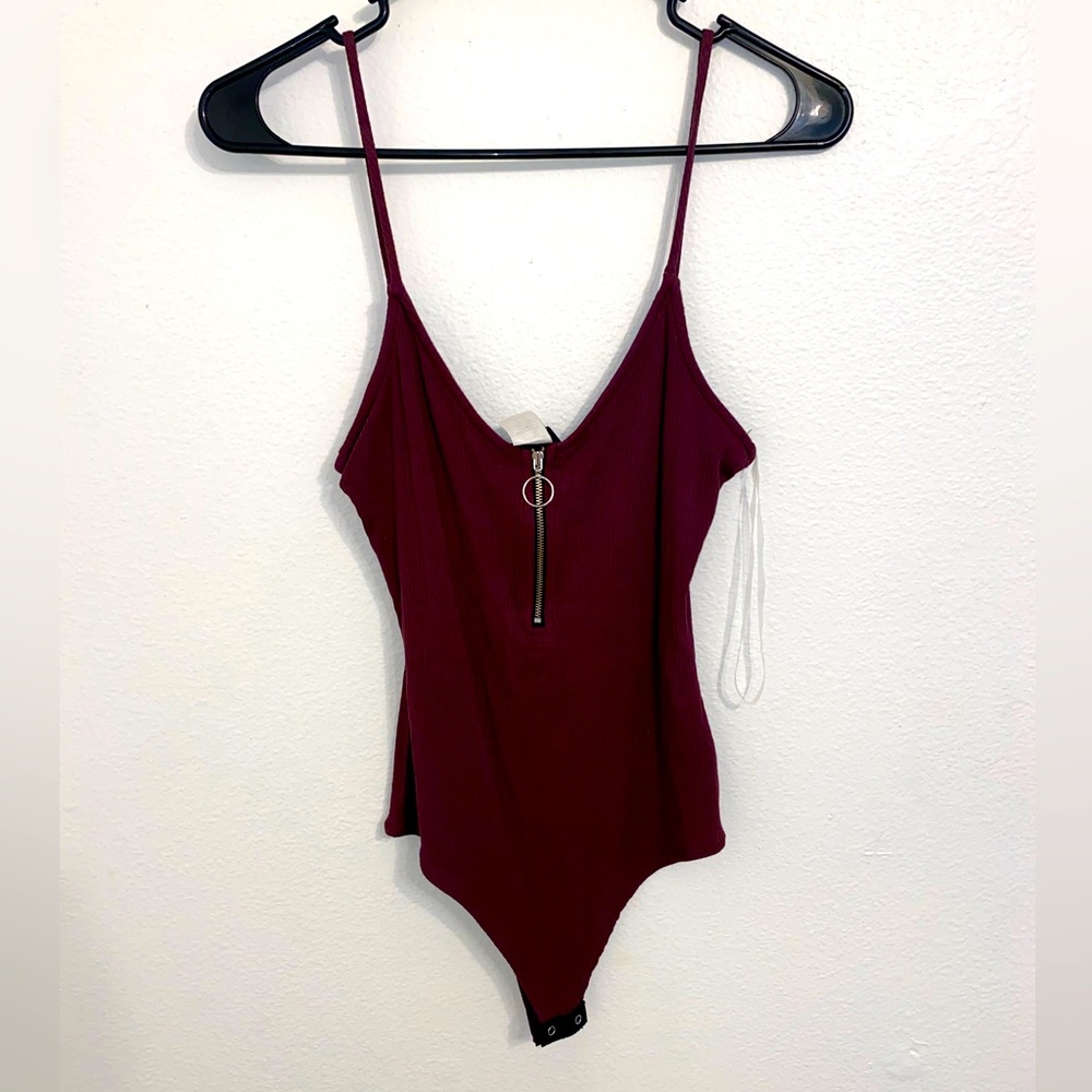 Windsor Plum Purple Half Zip Tank Bodysuit